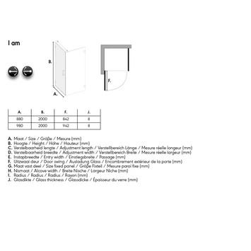Sealskin Douchewand Voor Swingdeur I AM 200x90 Cm Chroom 7 Sealskin Douchewand Voor Swingdeur I AM 200x90 Cm Chroom - Afbeelding 5