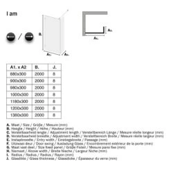 Sealskin Inloopdouche I AM A1 100x200 Cm RVS -Badkamer Verkoop 123 6259