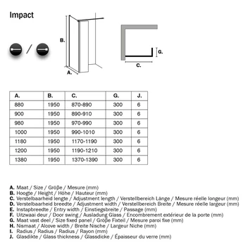 Sealskin Inloopdouche Impact A1 138x30x195 Cm Chroom 6 Sealskin Inloopdouche Impact A1 138x30x195 Cm Chroom - Afbeelding 4