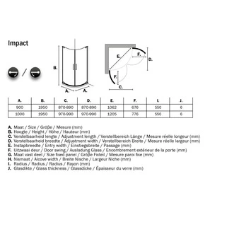 Sealskin Douchecabine Met Dubbele Swingdeur Impact Kwartrond 100x195 Cm Chroom 4 Sealskin Douchecabine Met Dubbele Swingdeur Impact Kwartrond 100x195 Cm Chroom - Afbeelding 2