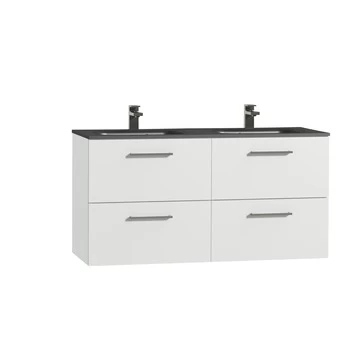 Tiger Badkamermeubel Studio 120cm Hoogglans Wit/matzwart Met RVS Greep 3 Tiger Badkamermeubel Studio 120cm Hoogglans Wit/matzwart Met RVS Greep