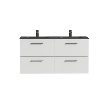 Tiger Badkamermeubel Studio 120cm Hoogglans Wit/matzwart Met RVS Greep 4 Tiger Badkamermeubel Studio 120cm Hoogglans Wit/matzwart Met RVS Greep - Afbeelding 2