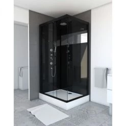 Aurlane Douchecabine Met Schuifdeur Black Mirror 2 Rechthoek Zwart 80x110 Cm -Badkamer Verkoop 123 6674