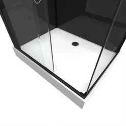 Aurlane Douchecabine Met Schuifdeur Black Mirror 2 Rechthoek Zwart 80x110 Cm -Badkamer Verkoop 123 6675