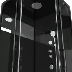 Aurlane Douchecabine Met Schuifdeur Black Mirror 2 Kwartrond Zwart 90x90 Cm -Badkamer Verkoop 123 6679