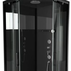 Aurlane Douchecabine Met Schuifdeur Black Mirror 2 Kwartrond Zwart 90x90 Cm -Badkamer Verkoop 123 6682