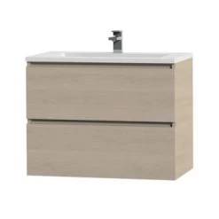 Tiger Karlo Badkamermeubel 80 Cm Naturel Eiken Met Wastafel Hoogglans Wit