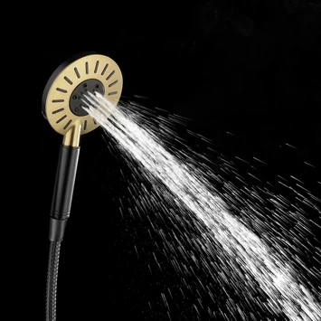 Tiger Regendoucheset Akcent Zwart/messing Incl Kraan En Handdouche Met 3 Straalstanden 6 Tiger Regendoucheset Akcent Zwart/messing Incl Kraan En Handdouche Met 3 Straalstanden - Afbeelding 4