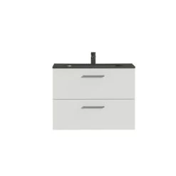 Tiger Badkamermeubel Studio 80cm Hooggglans Wit/matzwart Met RVS Greep -Badkamer Verkoop 123 737