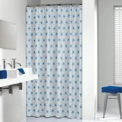 Sealskin Douchegordijn Triangles Blauw 180x200 Cm -Badkamer Verkoop 123 7723