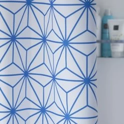 Sealskin Douchegordijn Triangles Blauw 180x200 Cm -Badkamer Verkoop 123 7725