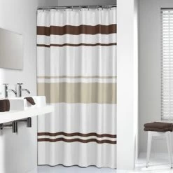 Sealskin Douchegordijn Urban Textiel Bruin/Beige 200x180 Cm -Badkamer Verkoop 123 7881