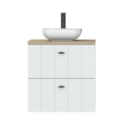 Tiger Maryport Badkamermeubelset 60 Cm Mat Wit Met Licht Eiken Wasblad, Witte Keramische Opzetkom En Matzwarte Grepen 20 Tiger Maryport Badkamermeubelset 60 Cm Mat Wit Met Licht Eiken Wasblad, Witte Keramische Opzetkom En Matzwarte Grepen -Badkamer Verkoop 123 792