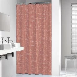 Sealskin Douchegordijn Mind 180x200cm D.roze/wit -Badkamer Verkoop 123 7990