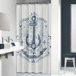 Sealskin Douchegordijn Anchor Blauw 180x200 Cm -Badkamer Verkoop 123 8020