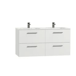 Tiger Badkamermeubel Studio 120cm Hoogglans Wit Met Ronde RVS Greep -Badkamer Verkoop 123 808