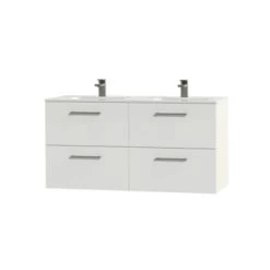 Tiger Badkamermeubel Studio 120cm Hoogglans Wit Met Ronde RVS Greep -Badkamer Verkoop 123 809