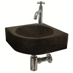 Atlantic Fonteinset Georgia Kwartrond Zwart Natuursteen 30x30x10 Cm