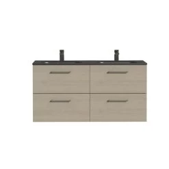 Tiger Badkamermeubel Studio 120cm Naturel Eik/matzwart Met RVS Greep -Badkamer Verkoop 123 832