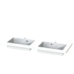 Tiger Reverse Meubelset 2x60 Cm Met 4 Lades Naturel Eik / Mat Wit Inclusief 2 Quadro Wastafels Hoogglans Wit -Badkamer Verkoop 123 837