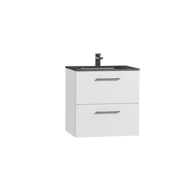 Tiger Badkamermeubel Studio 60cm Hoogglans Wit/matzwart Met Ronde RVS Greep 3 Tiger Badkamermeubel Studio 60cm Hoogglans Wit/matzwart Met Ronde RVS Greep