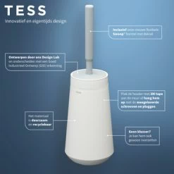 Tiger Toiletborstelhouder TESS Met Swoop Borstel Flexibel Wit/ Lichtgrijs -Badkamer Verkoop 123 8616