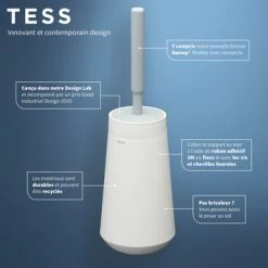 Tiger Toiletborstelhouder TESS Met Swoop Borstel Flexibel Wit/ Lichtgrijs -Badkamer Verkoop 123 8618