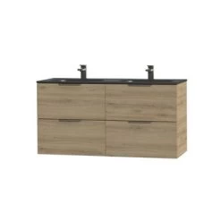 Tiger Badkamermeubel Studio 120cm Chalet Eik/matzwart Met Platte RVS Greep 7 Tiger Badkamermeubel Studio 120cm Chalet Eik/matzwart Met Platte RVS Greep -Badkamer Verkoop 123 87