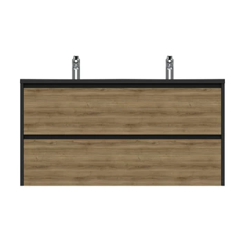 Tiger Reverse Meubelset 120 Cm Met 2 Lades Chalet Eik / Mat Zwart Inclusief Quadro Wastafel Dubbel Mat Zwart 4 Tiger Reverse Meubelset 120 Cm Met 2 Lades Chalet Eik / Mat Zwart Inclusief Quadro Wastafel Dubbel Mat Zwart - Afbeelding 2