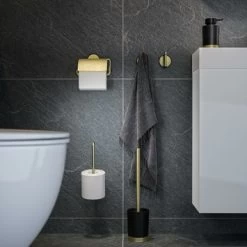 TIGER WC-BORSTELHOUDER TUNE VRIJSTAAND MESSING ZWART -Badkamer Verkoop 123 9397