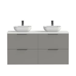 Tiger Badkamermeubel Studio 120cm Matgrijs/witte Waskom Met Profielgreep