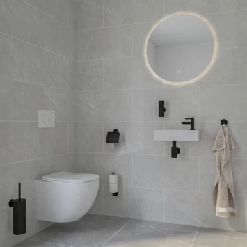 Marho Toiletrolhouder Luxor Met Klep Zwart 5 Marho Toiletrolhouder Luxor Met Klep Zwart - Afbeelding 3