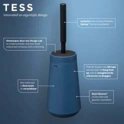 Tiger Toiletborstelhouder TESS Met Swoop Borstel Flexibel Blauw/zwart -Badkamer Verkoop 123 9713