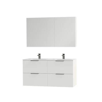 Tiger Badkamermeubel Studio 120cm Hoogglans Wit/matwit Met Platte RVS Greep 4 Tiger Badkamermeubel Studio 120cm Hoogglans Wit/matwit Met Platte RVS Greep - Afbeelding 2