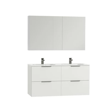 Tiger Badkamermeubel Studio 120cm Hoogglans Wit/matwit Met Platte RVS Greep 5 Tiger Badkamermeubel Studio 120cm Hoogglans Wit/matwit Met Platte RVS Greep - Afbeelding 3