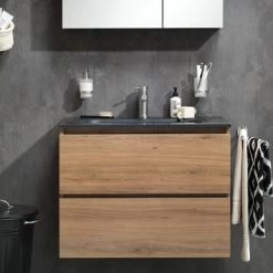 Tiger Karlo Badkamermeubel 60 Cm Chalet Eiken Met Wastafel Zwart -Badkamer Verkoop 123 985