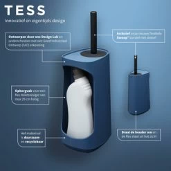 Tiger Toiletborstelhouder TESS Met Opbergfunctie Vrijstaand En Swoop Borstel Flexibel Blauw/zwart -Badkamer Verkoop 123 9942